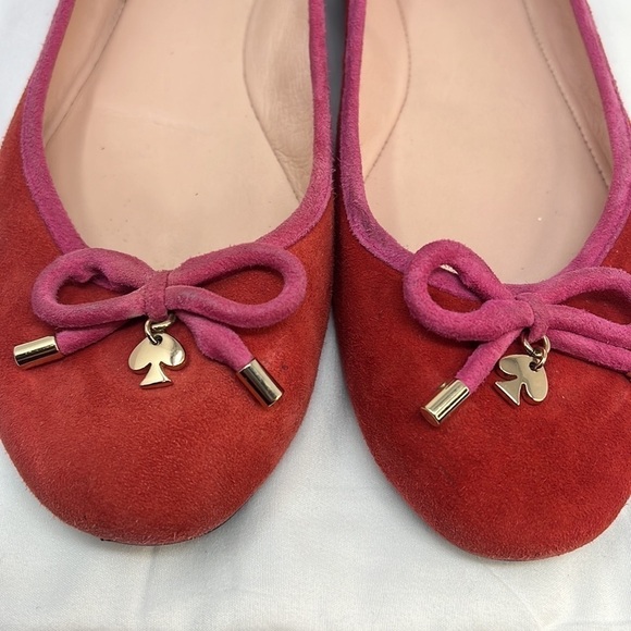 Kate Spade Sz 7 Coral Pink Suede Ballet Slippers Flats Slip on Shoes - Picture 10 of 11
